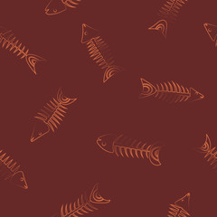 Seamless background with fish skeletons