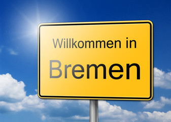 Obraz premium Willkommen in Bremen Schild Hintergrund