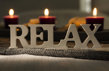 Sign of the word relax with candles - 80636374
