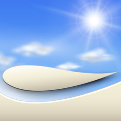 Abstract background sunny with vector blue sky, clouds and sun.