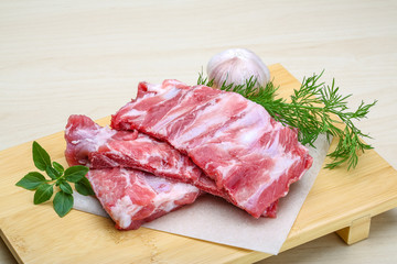 Raw pork ribs