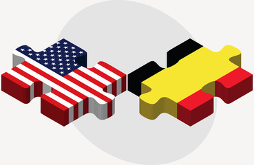 USA and Belgium Flags in puzzle