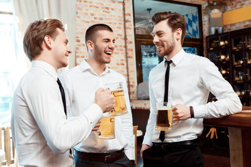 Coworkers have fun in the bar