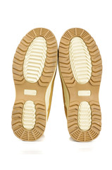 Brown safety shoes soles isolated on the white background