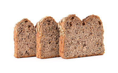whole wheat bread isolated on white background