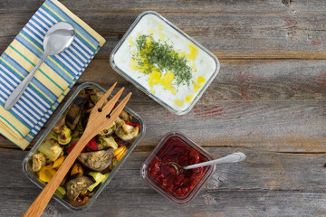 Healthy meal of roasted vegetables