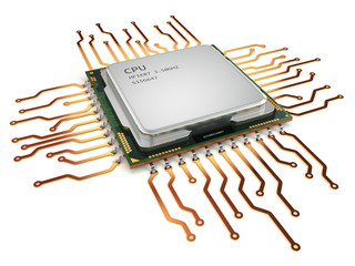 Fototapeta CPU central processor unit isolated on white. obraz