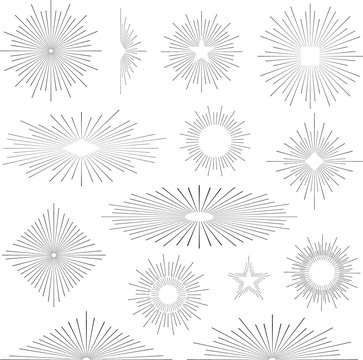 Set of vintage retro sunbursts