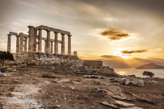Fototapeta Greek temple Poseidon,  Cape Sounion in Greece