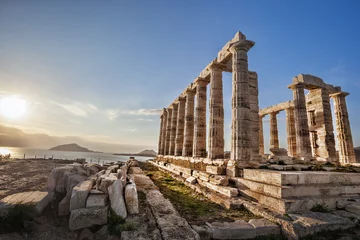 Fotobehang Greek temple Poseidon,  Cape Sounion in Greece © Tomas Marek