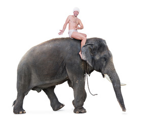 mahout rides on an elephant