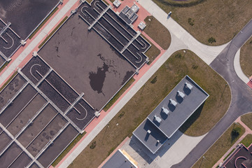 Fototapeta premium aerial view of sewage treatment plant