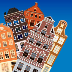 Fototapeta premium Street of abstract old houses.