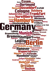 Cities in Germany word cloud concept. Vector illustration