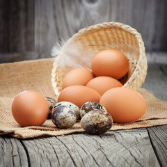 Fresh eggs on a table
