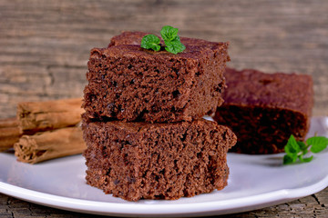 Slice of chocolate sponge cake