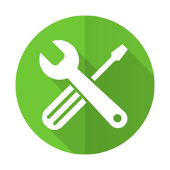 tools green flat icon service sign