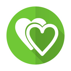 love green flat icon sign hearts symbol