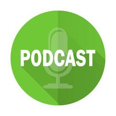 podcast green flat icon