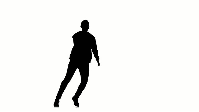 Dancing moves like street jazz on white background, slow motion