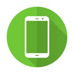 smartphone green flat icon phone sign