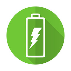 battery green flat icon power sign