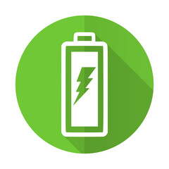 battery green flat icon power sign