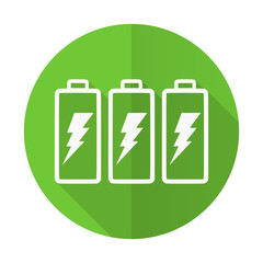 battery green flat icon power sign