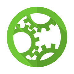 gear green flat icon settings sign
