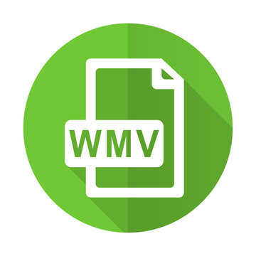 wmv file green flat icon
