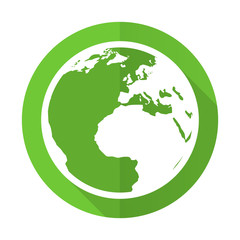 earth green flat icon world sign