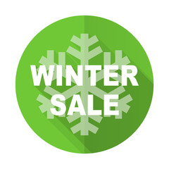 winter sale green flat icon