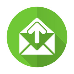 email green flat icon post message sign