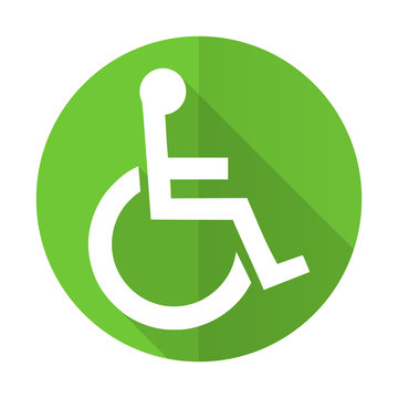 wheelchair green flat icon