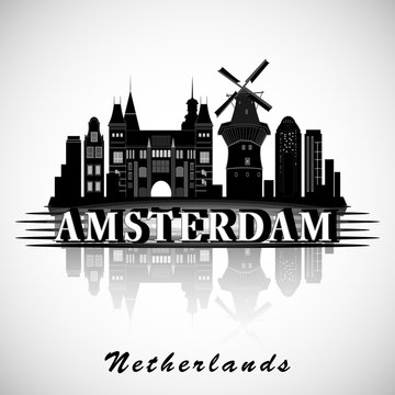 Modern Amsterdam City Skyline Design. Netherlands