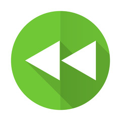 rewind green flat icon