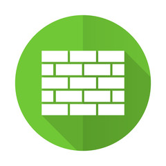 firewall green flat icon brick wall sign