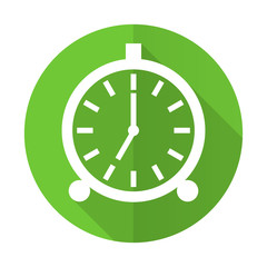 alarm green flat icon alarm clock sign