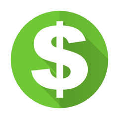 dollar green flat icon us dollar sign