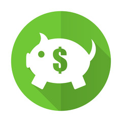 piggy bank green flat icon © Alex White