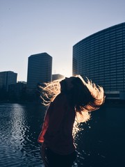 female with sunlit hair