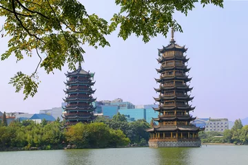 Zelfklevend Fotobehang Pagodas at the river side in Guilin, China © Yü Lan