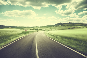 asphalt road in Tuscany Italy