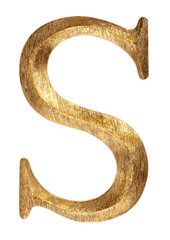 Gold Wood Letter S