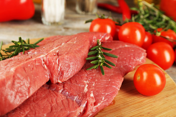 Raw beef steak