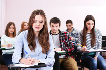 Group of students sitting in classroom