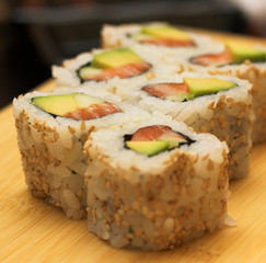 rolls with shrimp, crab and avocado