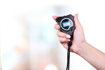 Electronic sport timer in  female hand
