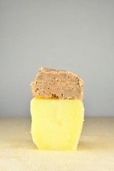 Boiled meat on potato