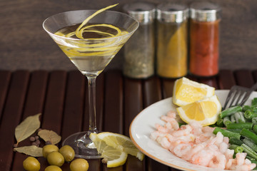 Seafood and asparagus dinner